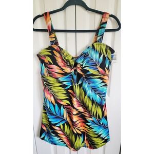 Islander‎ 14 Tropical Tankini Top Swimsuit Adjustable Multicolor Vintage 14 NWT